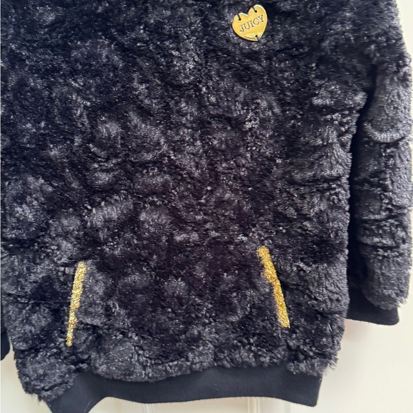 NWOT Juicy Couture 3T Girls Black Fuzzy Warm Kids Blouse Sweater Top with Pocket - Picture 3 of 5